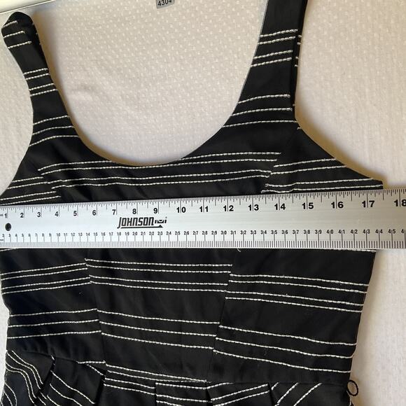 Bcbgeneration Women Dress 10 Black Striped Fit & Flare Zipper Sleeveless - Picture 5 of 10